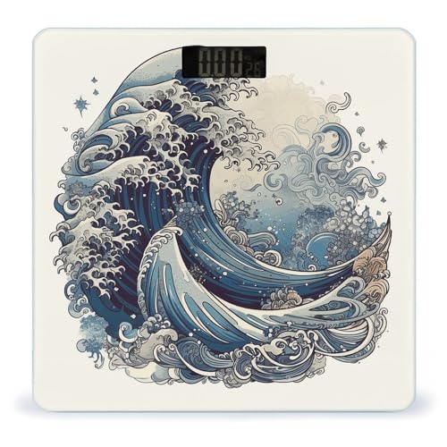 Báscula Digital de Baño Blue Wave Style con Pantalla LCD