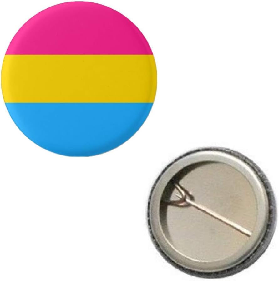 Pansexual Pan Pride Flag Pin 1” Round Circle Shape Metal Button Pin Badge Pinback 1 inch Pin 25 mm 2.5 cm