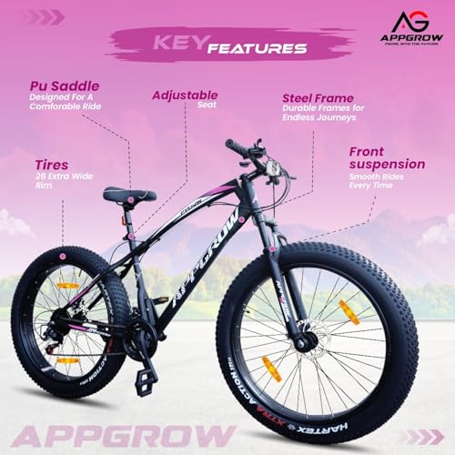 Image of Python Fat Bike 26T Multi Speed Bike | Front Suspension & Disc Brake | Lightweight Magnesium Wheel | Age Group: 10+ Years | (Frame: 18 Inches) (Black)