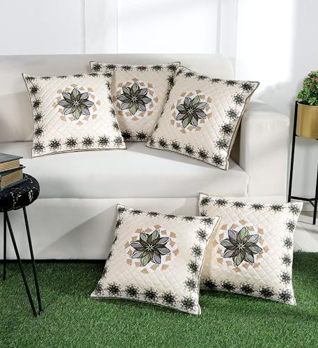 Image of BLUEDOT Home Decorative Floral Printed Cushion Covers Set of 5 (16x16 inches), Multicolor-CC10