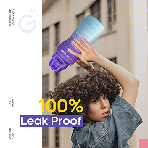 Giotto Large Half Gallon/64Oz Motivational Water Bottle With Paracord Handle & Removable Straw - Leakproof Tritan Bpa Free Fitness Sports Water Jug With Time Marker-Grape/Green Gradient #TOP5
