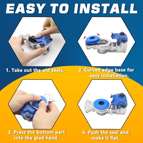 Image of 100pcs Glad Hand Seals Rubber 50pcs Red & 50pcs Blue | Truck Gladhand Seals, Polyurethane Seal Round Washers Grommets Gaskets, for Semi Trucks Trailers Tractors, Parts Number 10028
