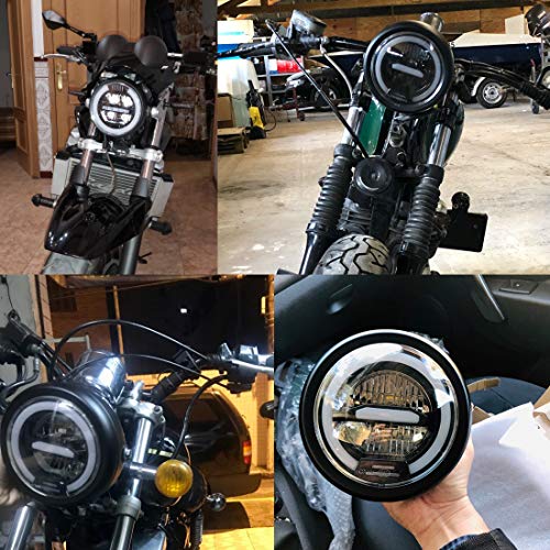 Phare de Moto LED, Distance de Phare Universel de 6,5 pouces avec Support pour Moto Cafe Racer - Lumière Blanche - Image 7