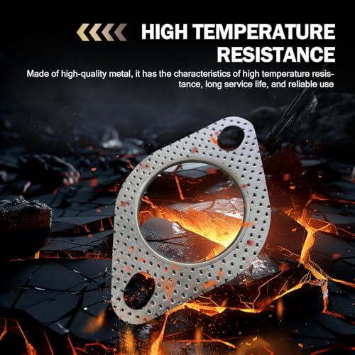 Image of 2 PCS Exhaust Gasket, 2 Bolt 2.5 inch Flange Interface Sealing Gasket, High Temperature Resistant Muffler Gasket with Flange Hexagonal Head Bolts and Nuts, for Most Cars Trucks (Silver)