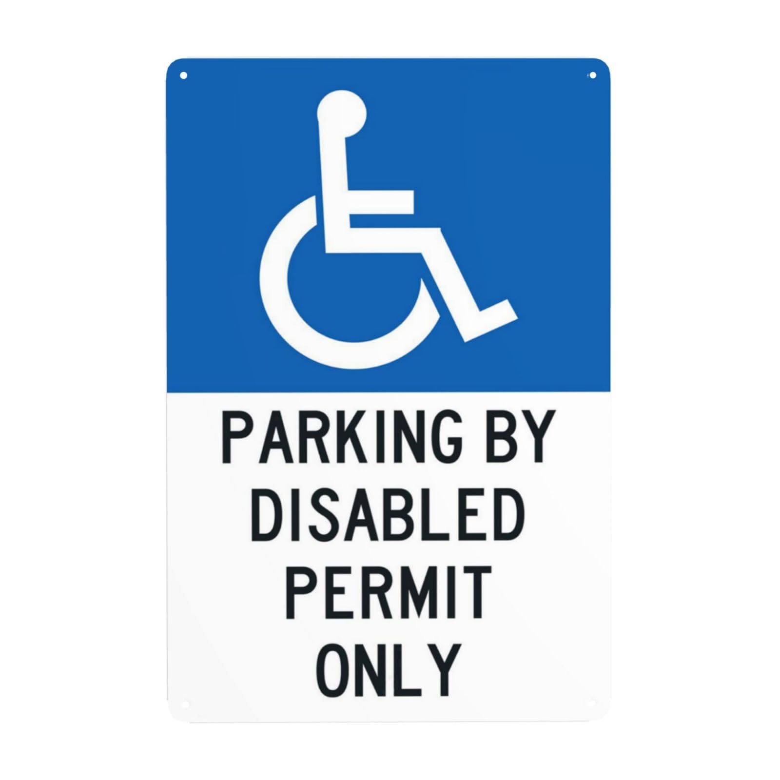 SMAZDFXX Handicap Parking Sign, Parking by Disabled Permit Only Metal Warning Signs, Cautions Security Tin Sign, Safety Signs for Street Business Wall Decor 5.5"x8"