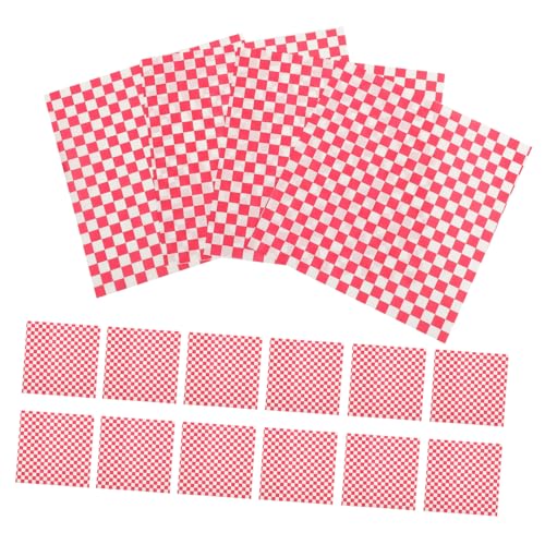 LOEFLIFA 50 Hojas Papel Antigrasa para Envolver Alimentos Roja Papel para Sándwiches Hamburguesas y Cocina Protector de Superficies y Envoltura