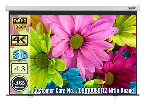 Image of Technolite 8 Ft. x 6 Ft., 120 inches Diagonal 4:3 Format, Ultra HD-3D-4K Ready Wall Type Pull Down No Autolock /Instalock Projector Screen (White) (120 Inch Diagonal 4:3 8x6 Feet)