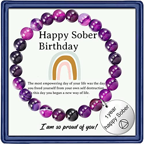 1 Year 2 Years 3 Years 5 Years 6 Months Sobriety Anniversary Birthday Gifts for Women Happy Sober AA Alcoholics Anonymous Jewelry Addiction Recovery Jewelry Gift