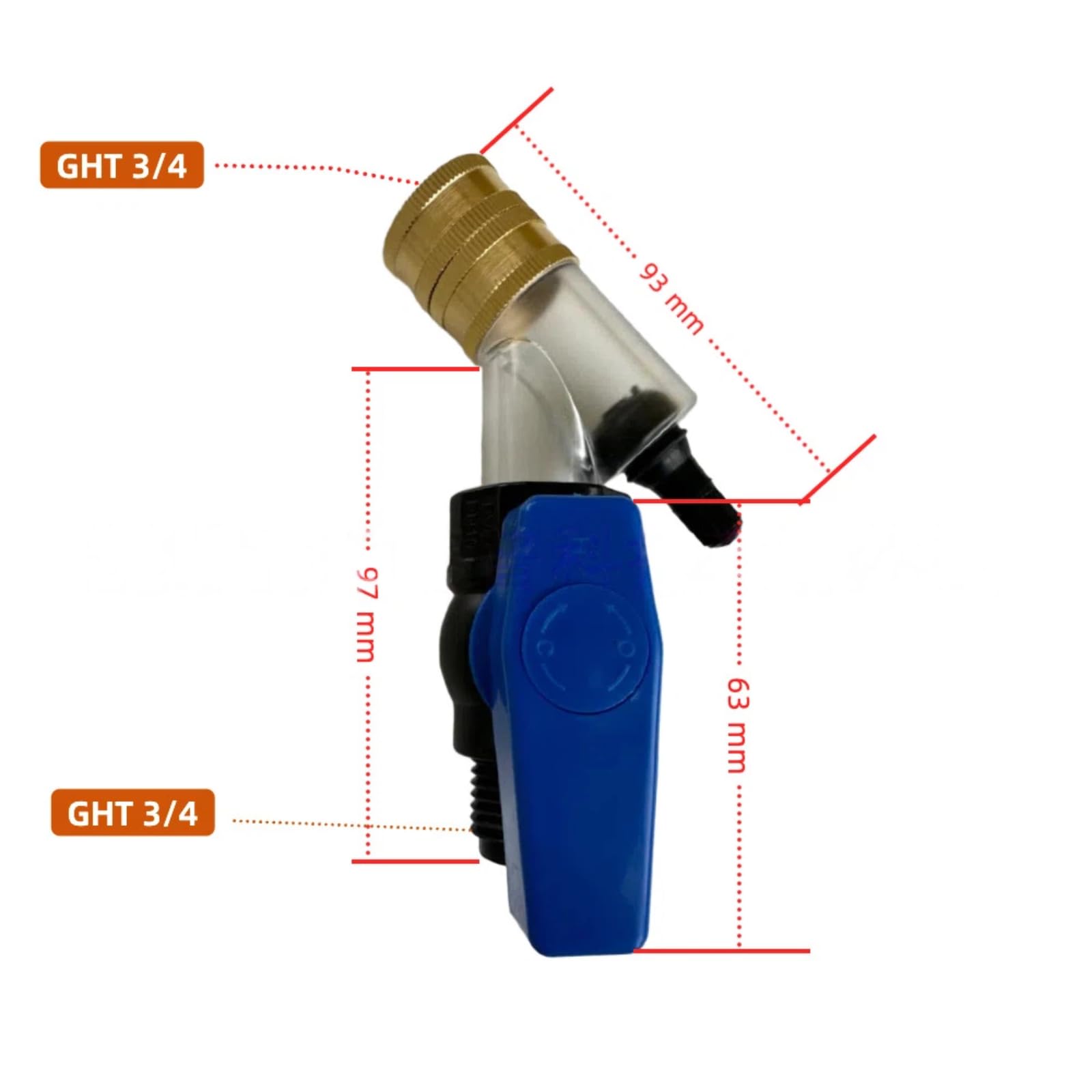 Water Heater Cleaner Flush Valve with Brass Connector and Clear Filter Chamber, Blue Handle, Sediment Drain Tool for Electric and Gas Water Heaters — view 2