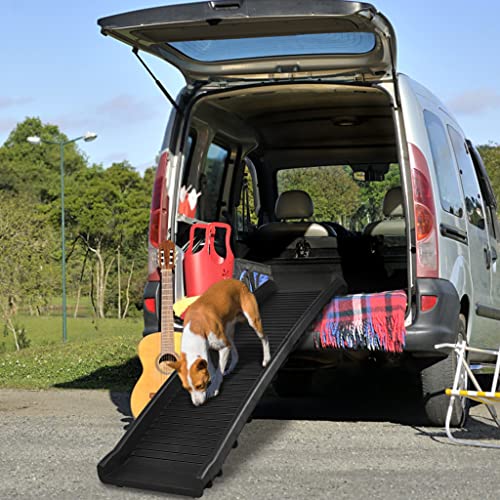 UISEBRT Hunderampe Auto Klappbar Hundetreppe Autorampe Hund Kofferraumrampe für Haustiere Einstiegshilfe, Anti-Rutsch, Robust, bis 90kg, 156 x 40cm, Schwarz