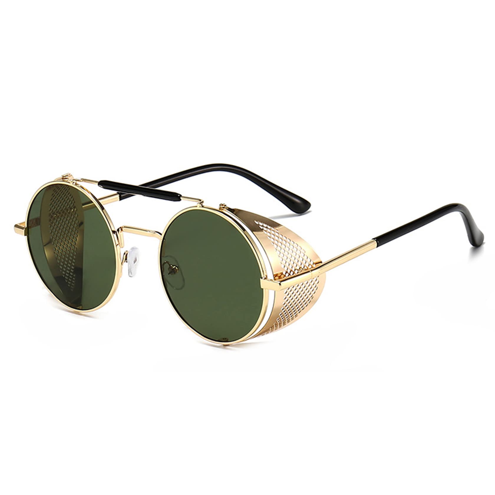 besbomig Steampunk Gafas de Sol Redondas Gafas de Sol Polarizadas Mujer Retro Gafas de Sol Hombre Protección UV400 Gafas de Sol Deportivas Hombre para Conducción Ciclismo Pesca Golf Viajar