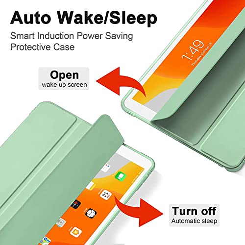 Image of SwooK Case for iPad 9th /8th /7th Generation,iPad 10.2-inch Soft TPU Back Protective Cases [Shock Absorption] Slim Lightweight Trifold Stand Smart Cover, Auto Wake /Sleep (Green, Ipad 10.2 inch)