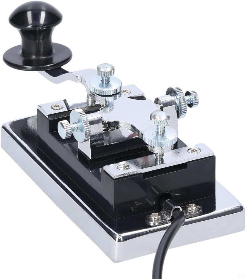For Morse Code Telegraph Key K4 Heavy Duty Shortwave Manual Key with 6.5mm Connector for CW Communication(3.5mm)