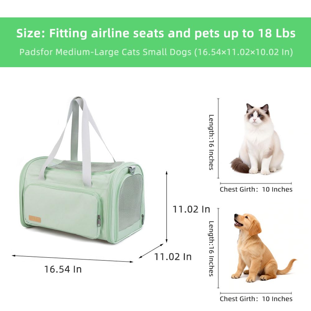 Sac de transport souple pour chien avec 1 sac à déjections canines et 5 tapis hygiéniques, approuvé par les compagnies aériennes pour petits chiens/chats (41,9 x 27,9 x 27,9 cm (L x l x H), idéal pour