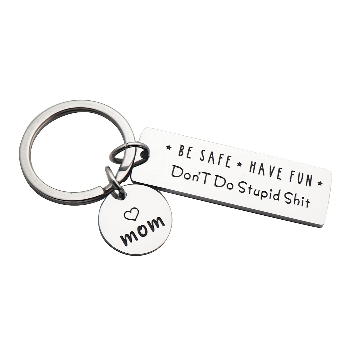 Don't Do Stupid Shit Keychain Funny for Teens Son Daughter from Mom Dad Humor Sarcasm Gift for Family Friends