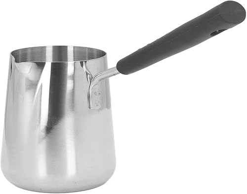 Miniatura 7 de Calentador de leche, cafetera turca de 11.83 onzas, calentador de mantequilla de acero inoxidable con boquilla de vertido, mini olla de fusión de