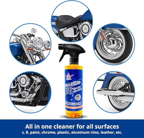 Image of Shinykings Motorcycle Cleaner Wash&Shine 66 | WATERLESS BIke Wash with Ultra Shine Finish | Powerful Motorcycle Detailing Spray for All Surfaces | Bike Cleaner California | 16fl.oz