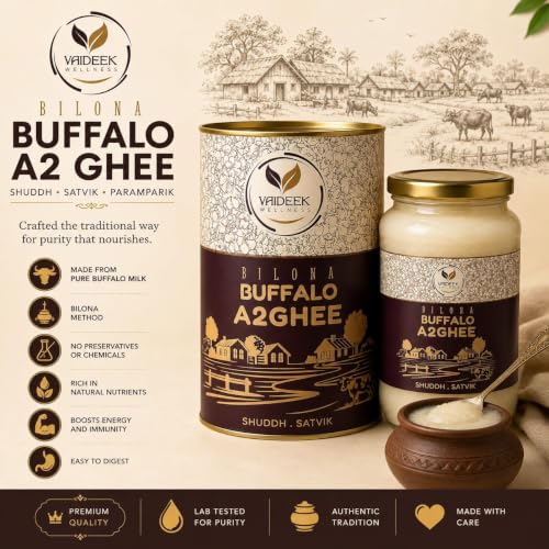 Image of Vaideek Pure Cow Ghee | Bilona Cow Ghee | Made in Earthen Pots (Buffalo Ghee, 1 Litre)