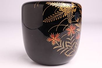 格安販売中 【一后一兆 作】黒漆 金蒔絵 螺鈿 『梅文様 棗』 共箱 共布