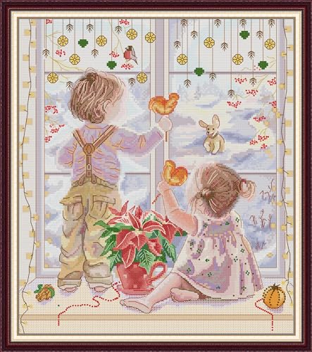 Image of Howie's Needlepoint Cross Stitch Kits, 14CT Pre-Printed Pattern Needlepoint Kits, Full Range of Stamped Starter Kits(Wonderful Day,14.57 x 16.8 inch)