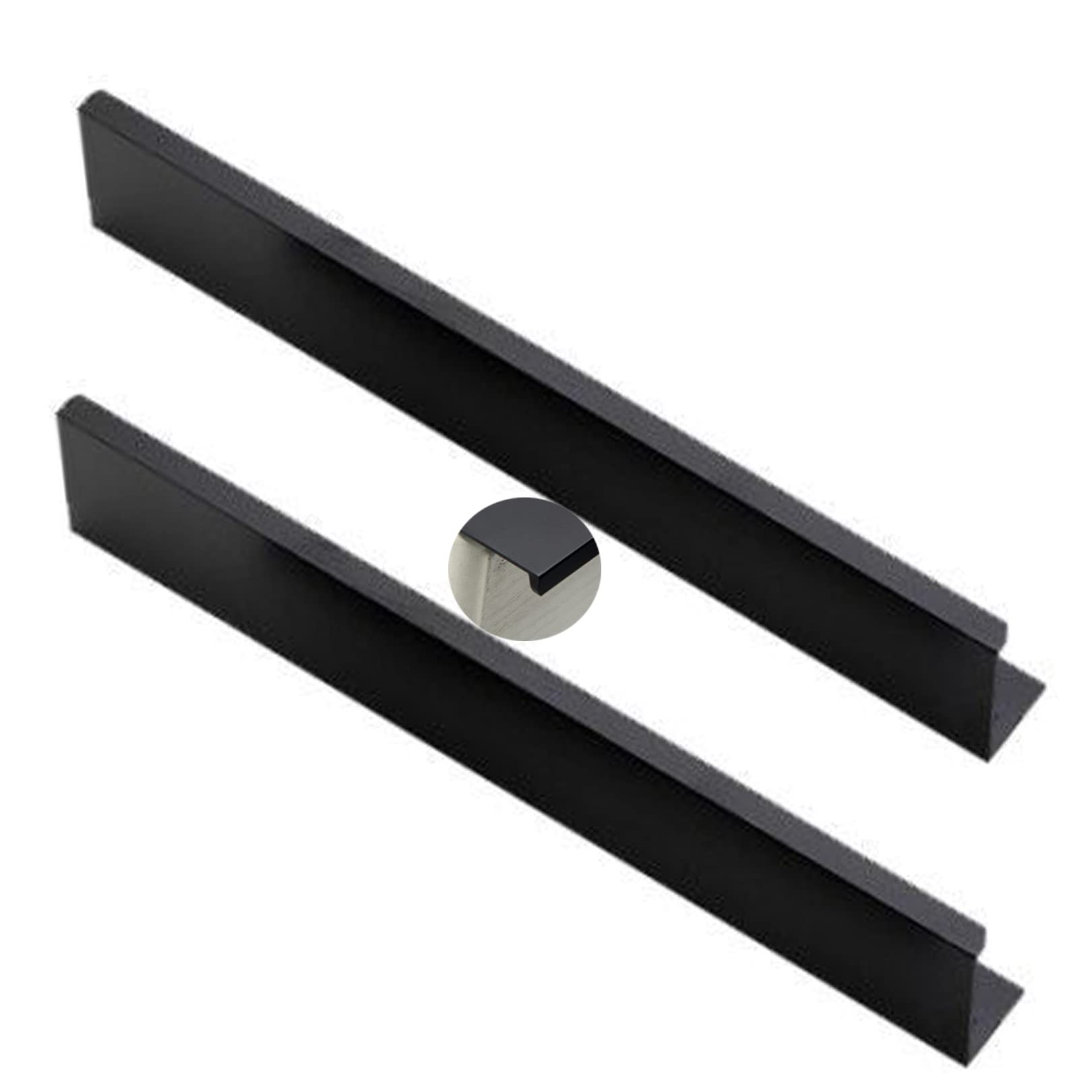 SBZIOJHDR Door Handle, Concealed Handles Space Aluminum Wardrobe Kitchen Cupboard Cabinet Black 2 Pieces(Overall Length 800mm)