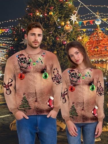 Ntswzys Unisex Adult Ugly Christmas Sweatshirt 2025 Crewneck 3D Printed Funny Sweatshirts Long Sleeve Holiday Pullover Top 5 Ntswzys Unisex Adult Ugly Christmas Sweatshirt 2025 Crewneck 3D Printed Funny Sweatshirts Long Sleeve Holiday Pullover