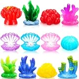 Mimorou 12 Pieces Fake Coral Plant Aquarium Decorations Fish Tank Ornament Decor Artificial Polyresin Colorful Coral Reef Decoration Accessories for Betta Fish Tank Aquarium Landscape(Cute Style)