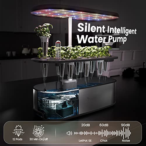 LetPot LPH-SE Hydroponics Growing System, 12 Pods Smart Herb Garden Kit Indoor, Indoor Garden, APP & WiFi Controlled, with 24W Growing LED, 5.5L Water Tank, Pump System, Automatic Timer - Image 6