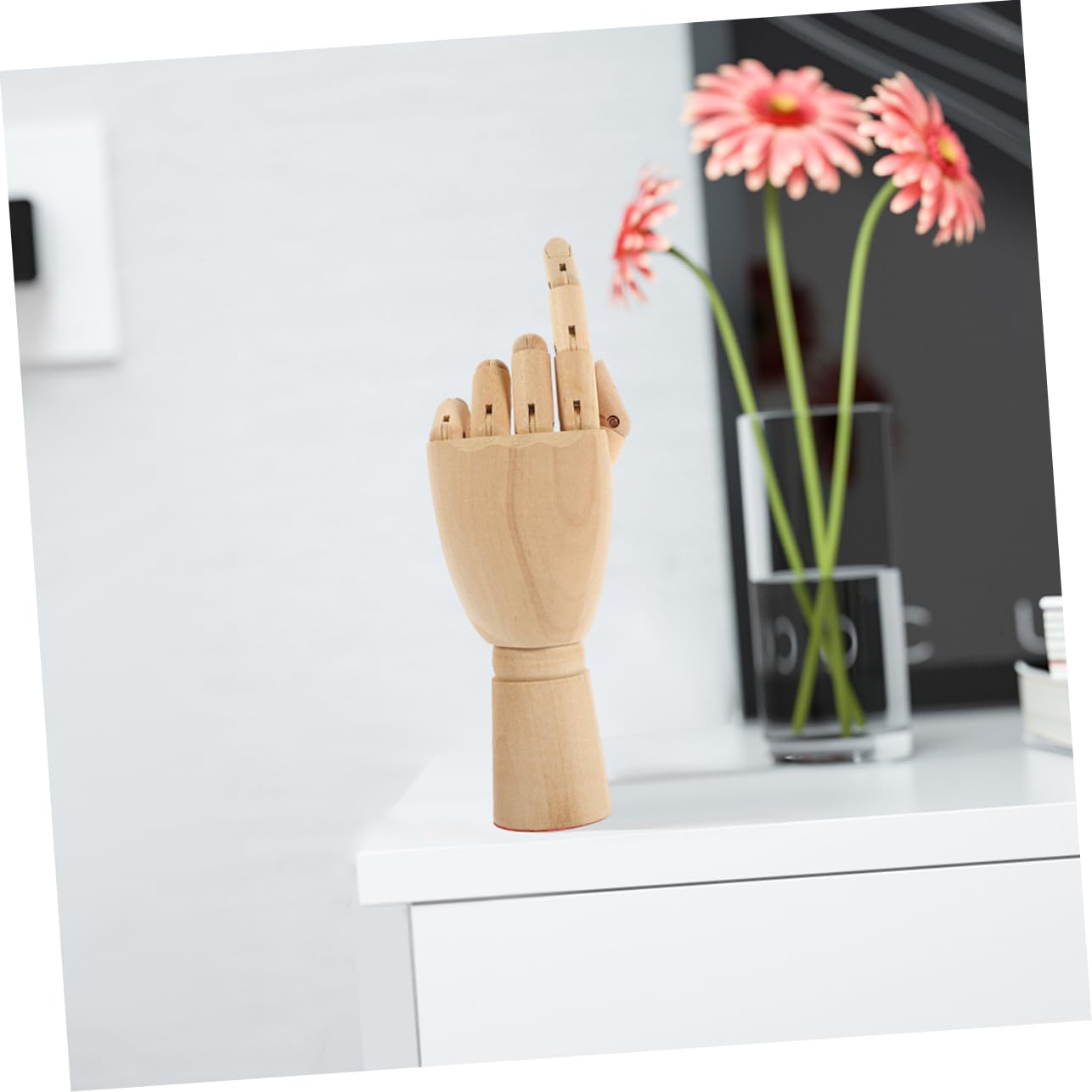 Cabilock 2 Piezas Maniquí Articulado de Madera con Dedos Flexibles para Dibujo y Escultura de Mano Izquierda para Práctica y Decoración Casa y Oficina
