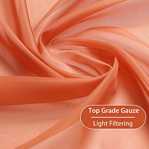 Keqiaosuocai Patio Door Sheer Curtain Panels - Ceiling To Floor Extra Long Voile Drape Curtains Window Treatment For Sliding Glass Door (Burnt Orange,2 Pieces,W 54 X L 95 Inches) #TOP2