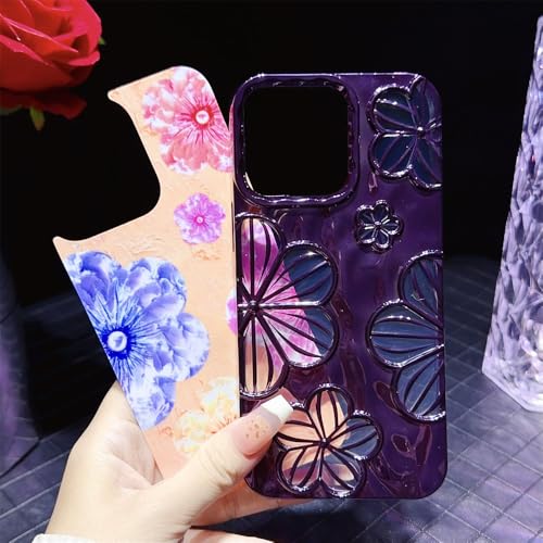 Coque iPhone 15 Pro Max plaquée avec motif fleur creuse 3D