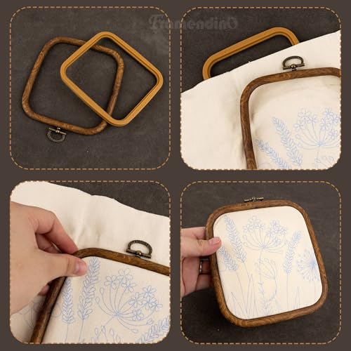 Image of Framendino, 3 Pack Imitation Wood Embroidery Hoops Cross Stitch Craft Hoop Frame for Birthday 3.74 inchx4.33 inch
