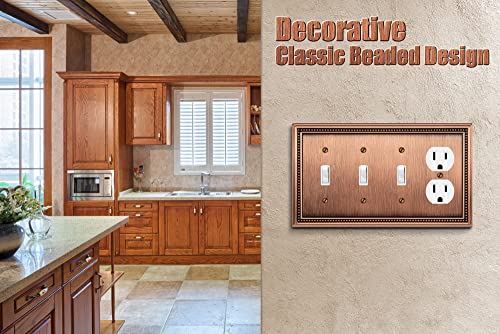 Image of Sunken Pearls Heavy Duty Decorative Wall Plate Switch Plate Outlet Cover (Triple Toggle /Single Duplex, Antique Copper)