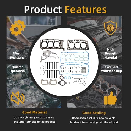 Image of Head Gasket Set with Bolts,3.6L Pentastar, 12-20 for Dodge Charger, 11-20 for Grand Caravan / /Journey /Durango, 11-18 for Jeep Wrangler /Grand Cherokee,11-17 for Chrysler 200 /300,HS26541PT(90PCS)