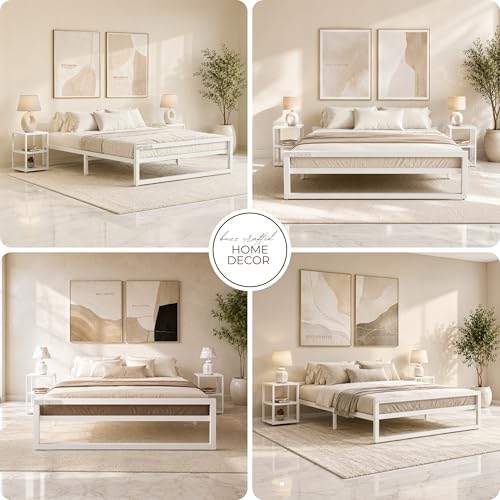 Image of Queen Size Metal Bed Frame | Queen Metal Bed | QueenSize Iron Bed | Queen Steel Bed | Heavy Duty Platform Bed | Double Bed Cot | Metal Cot | No Box Spring Needed | Bedroom, Hotel & Guest Room