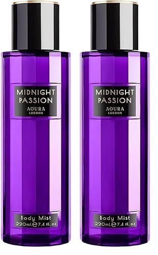 Image of Aoura London Womens Midnight Passion Body Mist Fragrance Spray 220ml (Pack of 2)