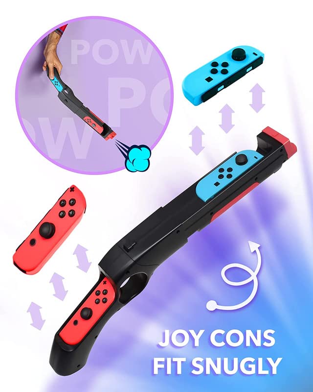 Skywin Gun Controller for N-Switch JoyCons - Compatible with Nintendo Switch Gun Shooting Games (Black)