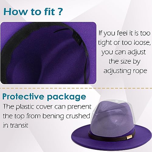Image of Fedora Hats for Men Wide Brim Panama Hat with Classic Belt