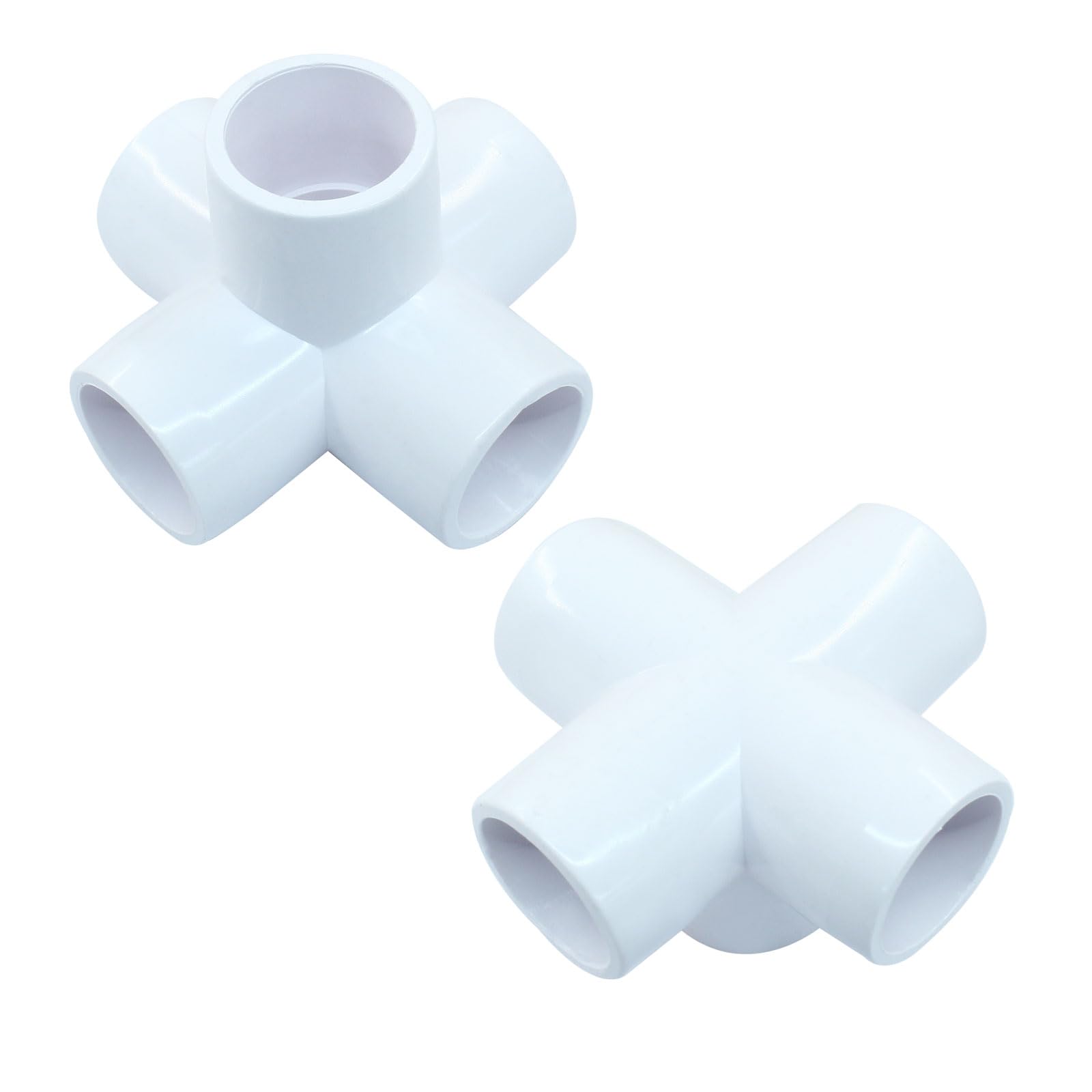 4 conectores de PVC de 1/2 pulgada de 5 vías, accesorios de PVC blancos de grado de muebles, codo de 0.5 pulgadas para estante de bricolaje, marco