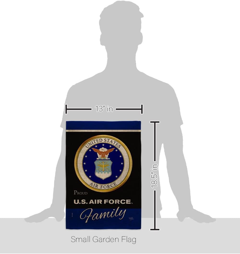 Air Force Proudly Family Burlap Garden Flag - Armed Forces USAF United State American Military Veteran Retire Official - House Decoration Banner Yard Gift Double-Sided Made in USA 13 X 18.5