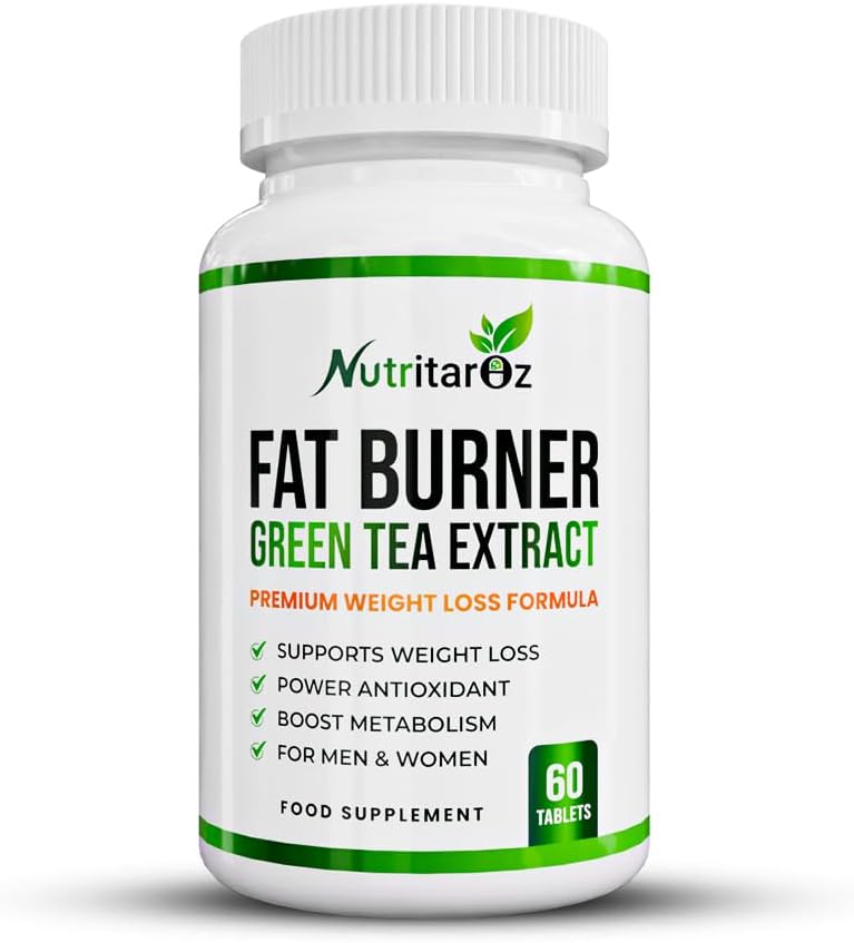 Fat Burner - Weight Loss Pills for Men & Women, Slimming Supplement with Green Tea Extract to Improve Metabolism & Energy, Appetite Suppressant, Diet Supplement - 60 Vegetarian Tablets - Nutritaroz