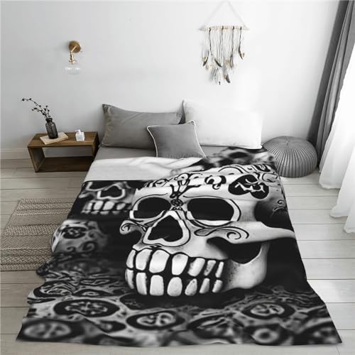 Plaid canapé flanelle noir et blanc couverture toutes saisons - 7
