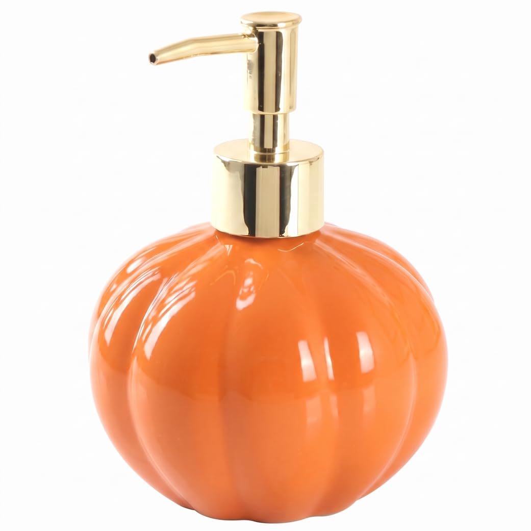Funny Soap Dispenser, Premium Halloween Soap Dispenser, Cute Ceramic Lotion Bottle, Orange, 380ml