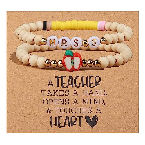 Korotho Teacher Gifts for Women from Student, Teacher Bracelet Teacher Appreciation Gifts End of Year Back to School Teacher Gift Cool Gifts For Teachers Thank You Teacher Gift with Card (AMrs-S)