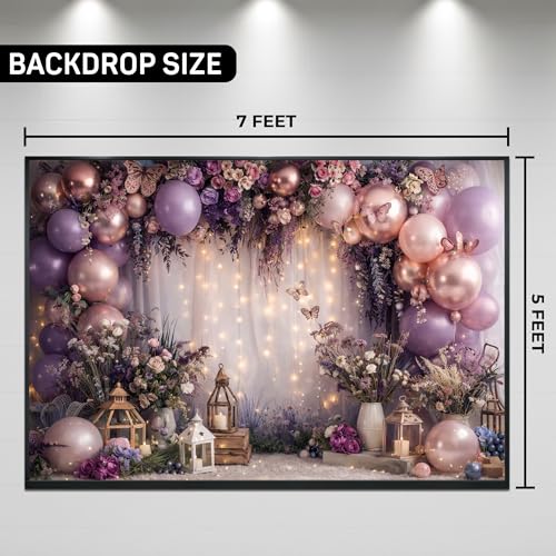 Image of Blue Happy Birthday Theme Backdrop Banner with Balloon,Gift and Candle 5x7 ft - Digital Print Cloth Background, Reusable Party Wall Decoration Photo Booth & Stage Decor