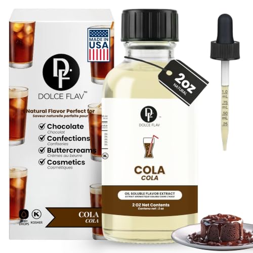 Dolce Flav Natural Cola Extract - 2 Ounce Oil-Soluble Multipurpose Flavoring Ideal for Candy Making, Baking, Lip Balm, and Ice Cream - Perfect Kitchen Gift for Holidays