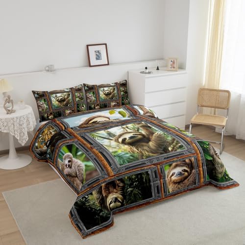 Image of Feelyou Sloth Bedding Set Twin Size 3Pcs for Kids Women Men
