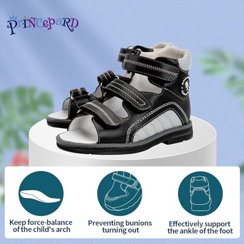 princepard Toddlers Orthopedic Sandals with Ankle and Arch Support,High-top Supportive SMO Shoes for Kids3