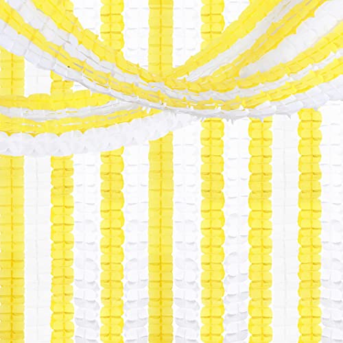 Image of White-Yellow Party-Decorations Streamers Garland - 157Ft Four-Leaf Clover Hanging Banner,Wedding Bridal Baby Shower Birthday Sunflower Lemon Theme Decor Hugtmr