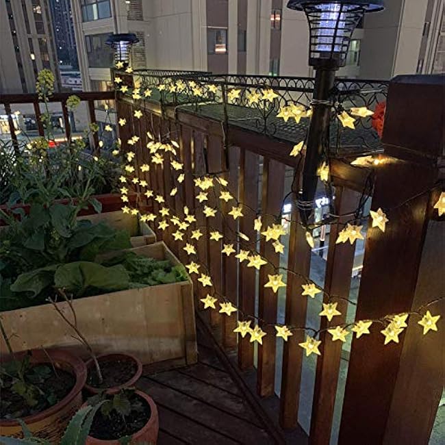 50ft 120 LED Solar Star Fairy Lights, Outdoor Decorative Solar String Lights, Waterproof Ambiance Lighting for Patio Deck,Camper,Gazebo,Girls Themed Room,Garden,Porch,Bush Decor,Warm White